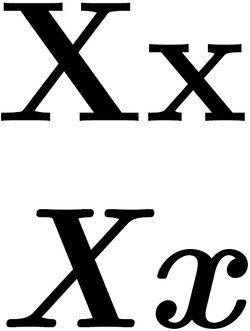 Huruf kapital 'X' dan huruf kecil 'x' dalam rupa huruf serif.